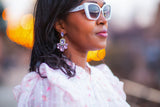 Magenta Rhinestones Earrings