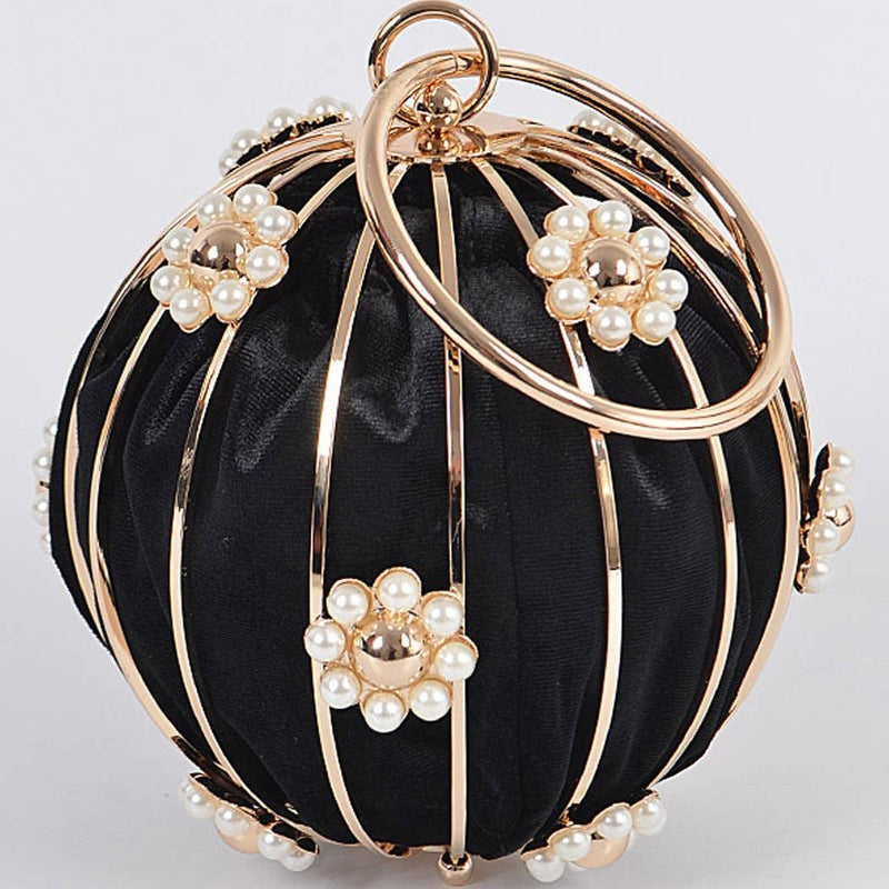 Luxe Globe Structured Pearl Clutch